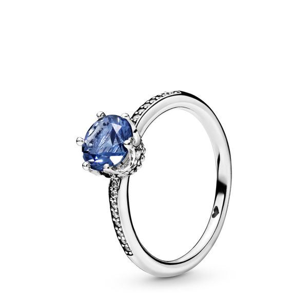 PANDORA 198289NSWB-54 CROWN WITH BLUE CRYSTAL STERLING SILVER RING SIZE 7 Taylors Jewellers Alliston, ON