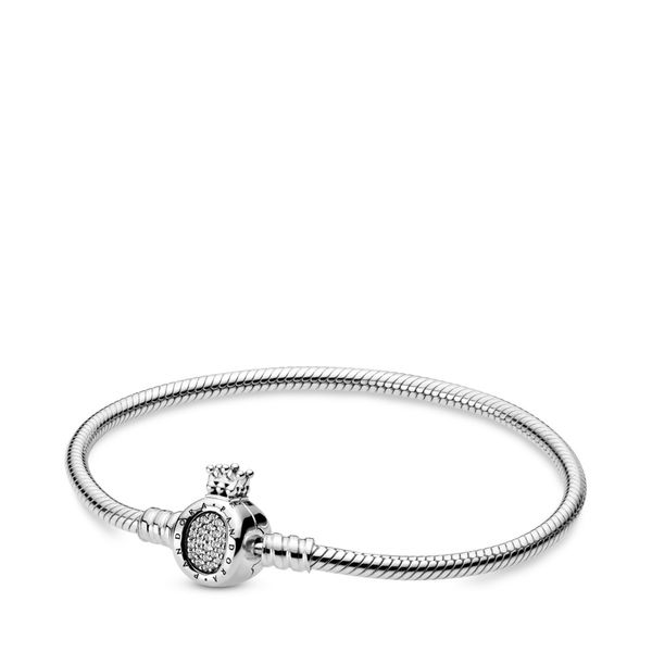 PANDORA 598286CZ-18 Sterling Silver Bracelet With Crown Cubic Zirconia O Clasp Size 7.1 Taylors Jewellers Alliston, ON