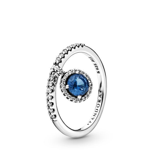 PANDORA 198491C02-52 BLUE CRYSTAL WITH CZ STERLING SILVER RING SIZE 6 Taylors Jewellers Alliston, ON