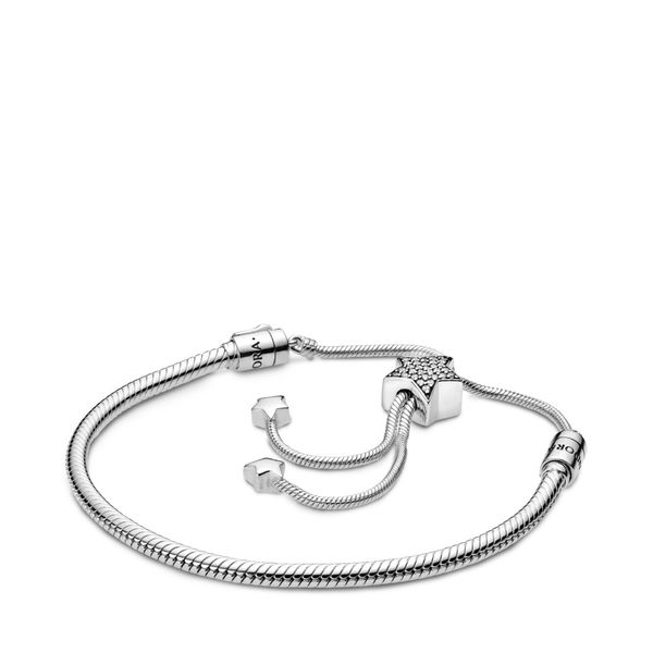 PANDORA 598528C01-2 Moments Pavé Star and Snake Chain Sliding Bracelet Taylors Jewellers Alliston, ON