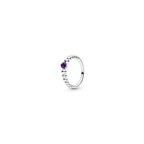 PANDORA 198598C03-52 TREATED PURPLE TOPAZ BEADED STERLING SILVER RING SIZE 6 Taylors Jewellers Alliston, ON