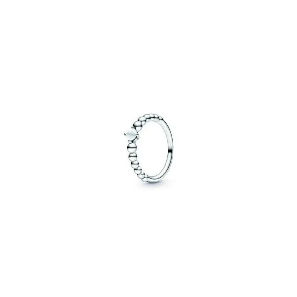 PANDORA 198598C04-54 MILKY WHITE TOPAZ BEADED STERLING SILVER RING SIZE 7 Taylors Jewellers Alliston, ON
