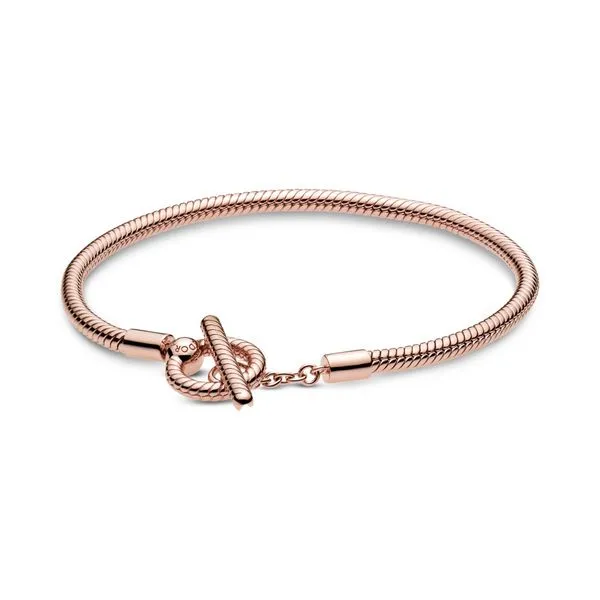 PANDORA ROSE 589087C00-18 Moments T-Bar Snake Chain Bracelet Size 7.1 Taylors Jewellers Alliston, ON