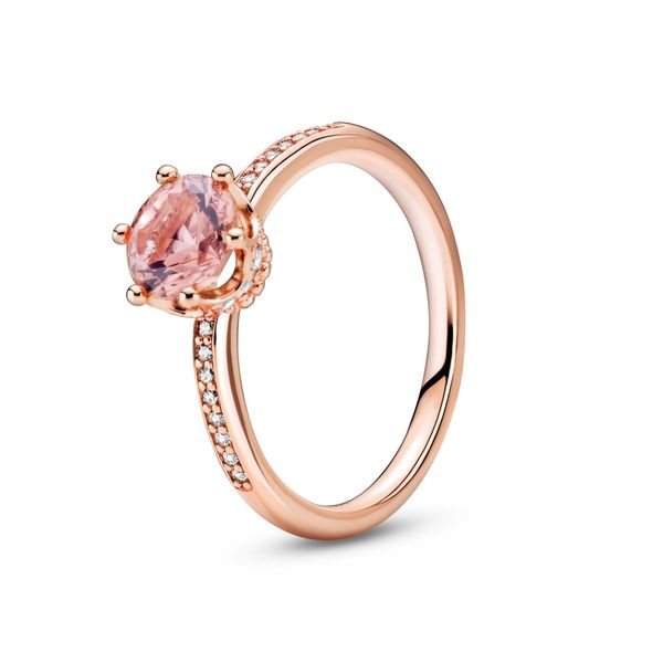 PANDORA 188289C01-56 Pink Sparkling Crown Solitaire Ring Size 7.5 Taylors Jewellers Alliston, ON