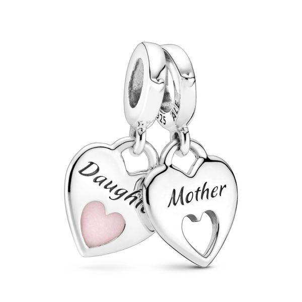 PANDORA 799187C01 MOTHER & DAUGHTER STERLING SILVER DOUBLE HEART SPLIT Taylors Jewellers Alliston, ON