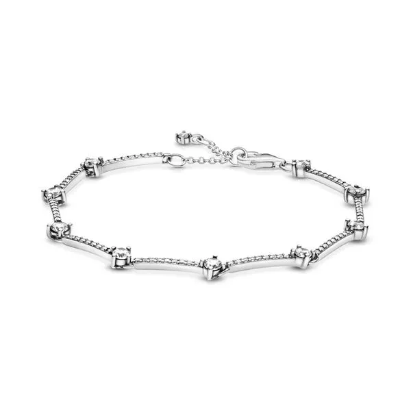 PANDORA 599217C02-20 Sterling silver bracelet with blue CZ Size 7.9 Taylors Jewellers Alliston, ON