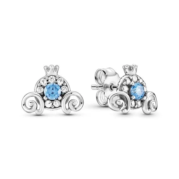 PANDORA 299193C01 DISNEY BLUE PUMPKIN COACH EARRINGS Taylors Jewellers Alliston, ON