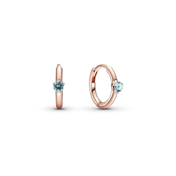 PANDORA ROSE 289304C02 HOOP EARRINGS WITH BLEACHED BLUE Taylors Jewellers Alliston, ON