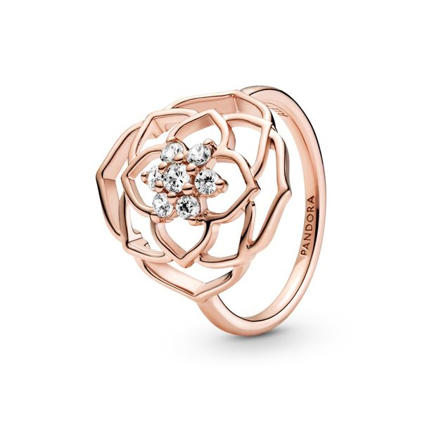 PANDORA 189412C01-52 ROSE FLOWER ROSE RING WITH CLEAR CZ Taylors Jewellers Alliston, ON
