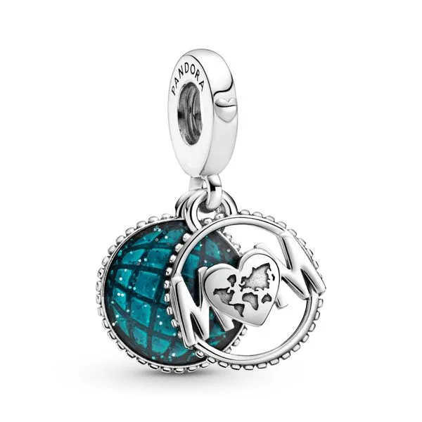 PANDORA 799368C01 MOM STERLING SILVER DANGLE WITH GLITTERY BLUE Taylors Jewellers Alliston, ON