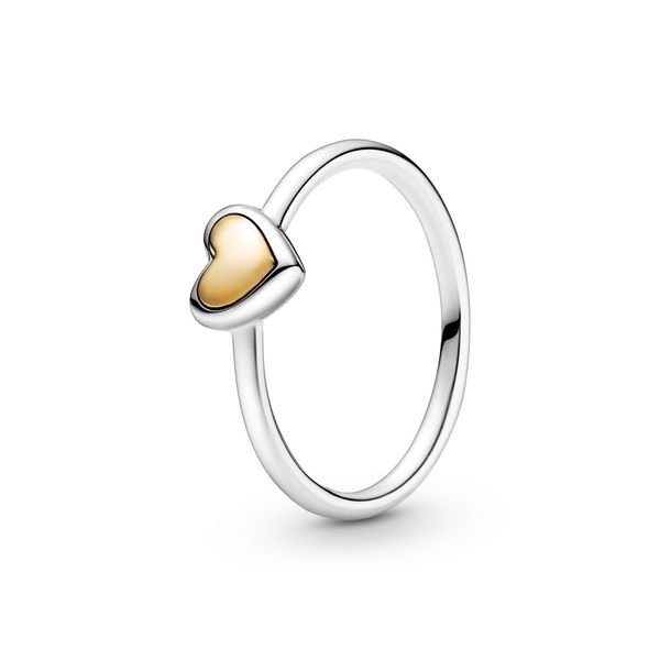 PANDORA 199396C00-50 HEART STERLING SILVER AND 14K GOLD RING Taylors Jewellers Alliston, ON
