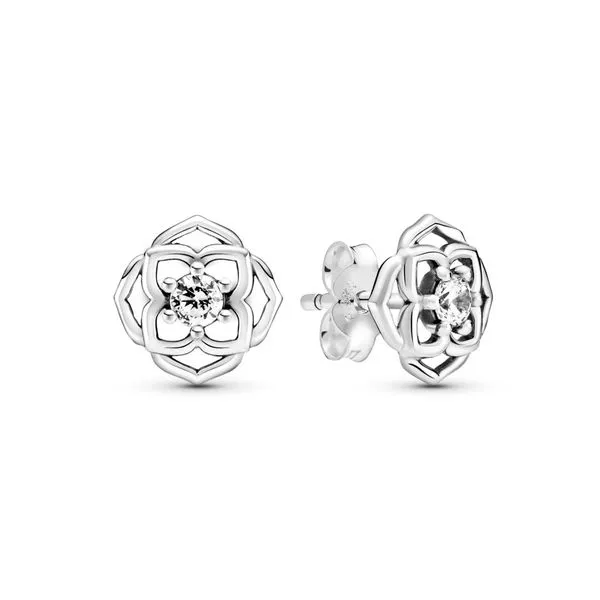 PANDORA 299371C01 ROSE FLOWER STERLING SILVER STUD EARRINGS Taylors Jewellers Alliston, ON