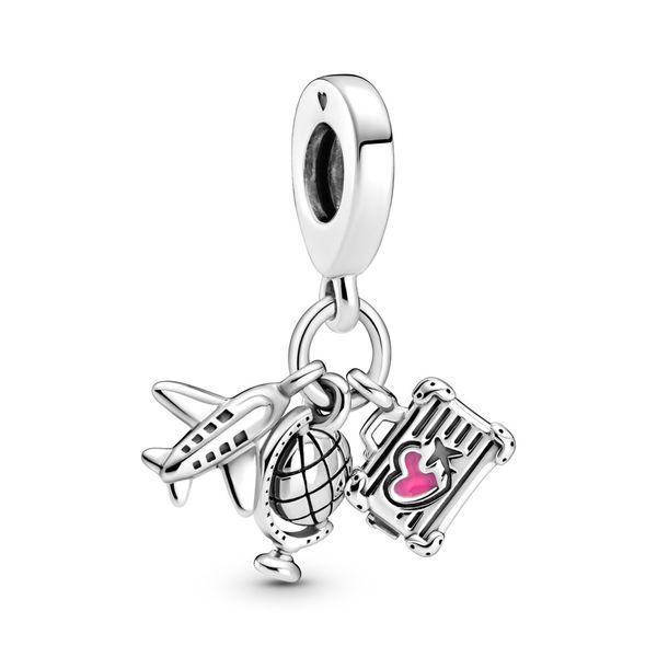 PANDORA 799435C01 Airplane, Globe And Suitcase Sterling Silver Charm Taylors Jewellers Alliston, ON