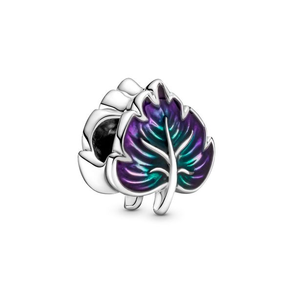 LEAF STERLING SILVER CHARM WITH PURPLE 799542C01 Taylors Jewellers Alliston, ON