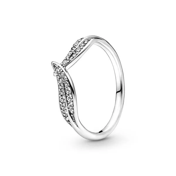 LEAVES STERLING SILVER RING WITH CLEAR CZ 199533C01-56 Taylors Jewellers Alliston, ON