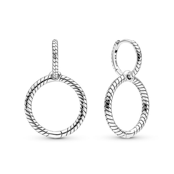 PANDORA 299562C00 Snake Chain Pattern Sterling Silver Hoop Earrings Taylors Jewellers Alliston, ON