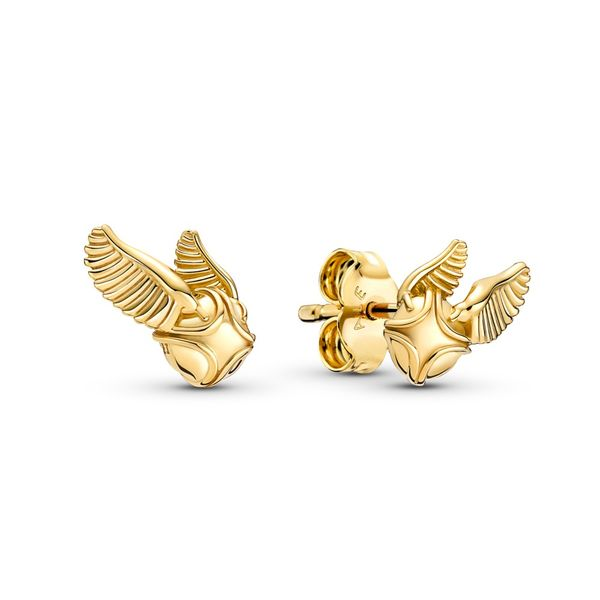 PANDORA 260025C00 HARRY POTTER GOLDEN SNITCH 14K GOLD-PLATED EARRINGS Taylors Jewellers Alliston, ON