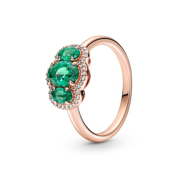 PANDORA 180057C01-52 14K Rose Gold-Plated Ring With Green Crystal Taylors Jewellers Alliston, ON