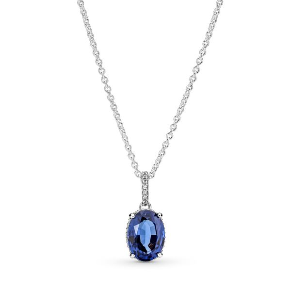PANDORA 390055C01-45 Sterling Silver Necklace With Princess Blue Taylors Jewellers Alliston, ON