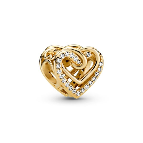 PANDORA 769270C01 Heart 14k gold-plated charm with clear cubic zirconia Taylors Jewellers Alliston, ON