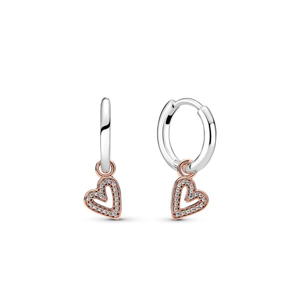 PANDORA 280090C01 Heart 14k rose gold-plated and sterling silver earrings Taylors Jewellers Alliston, ON