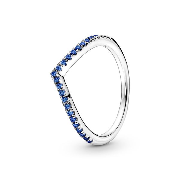 PANDORA 196316C02-52 Wishbone With Blue Cz Sterling Silver Ring Taylors Jewellers Alliston, ON