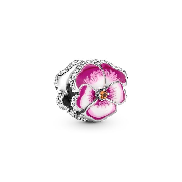 PANDORA 790777C01 Pansy sterling silver charm with clear cubic zirconia Taylors Jewellers Alliston, ON