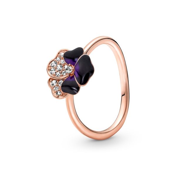 PANDORA - 180764C01-56 Pansy 14k rose gold-plated ring with clear CZ Taylors Jewellers Alliston, ON
