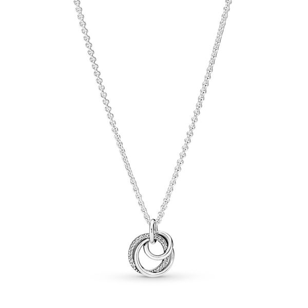 PANDORA 391455C01-60 Encircled sterling silver necklace with clear cubic zirconia pendant Taylors Jewellers Alliston, ON