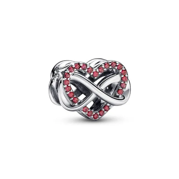 PANDORA 792246C01 Infinity Heart Sterling Silver Charm With Red CZ Taylors Jewellers Alliston, ON