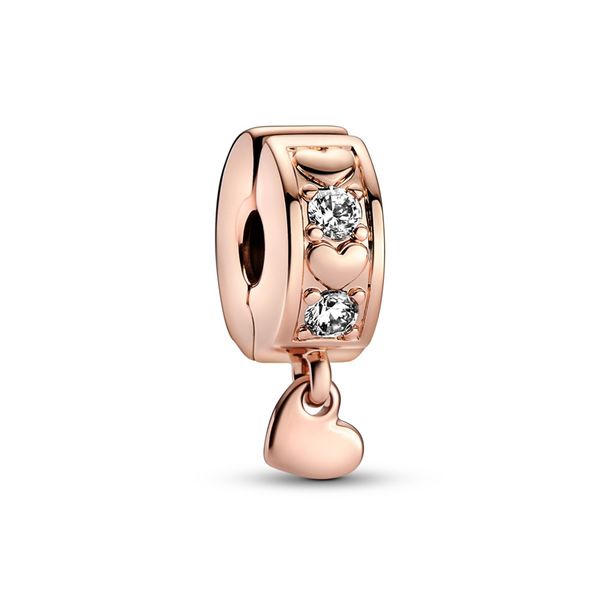PANDORA 782253C01 Heart 14K Rose Gold-Plated Clip With Clear CZ Taylors Jewellers Alliston, ON