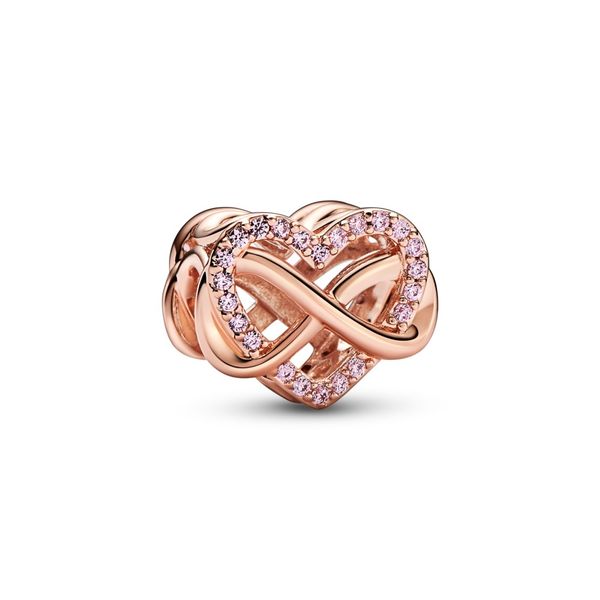 PANDORA 782246C01 Infinity Heart Sterling Silver Charm With Pink CZ Taylors Jewellers Alliston, ON