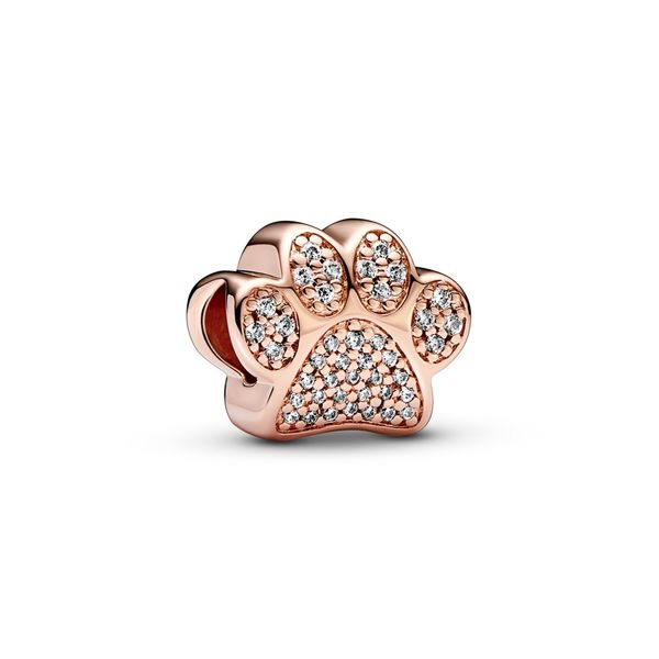 PANDORA 781714C01 Paw 14K Rose Gold-Plated Charm With Clear CZ Charm Taylors Jewellers Alliston, ON