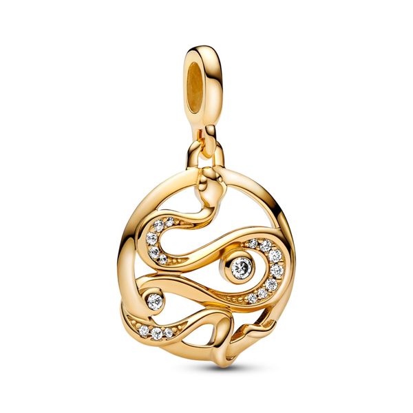 PANDORA 762301C01 Snake 14K Gold-Plated Medallion With Clear CZ Taylors Jewellers Alliston, ON