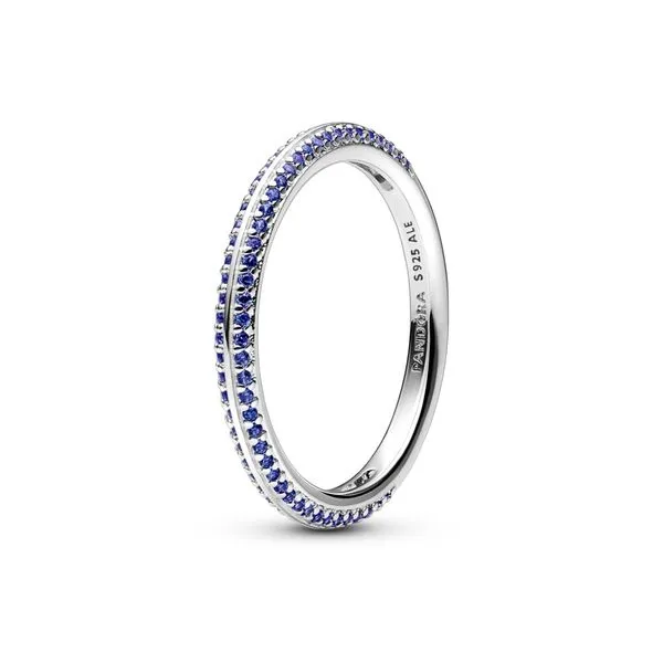 PANDORA 199679C03-54 Sterling Silver Ring With True Blue Crystal Size 54 Taylors Jewellers Alliston, ON