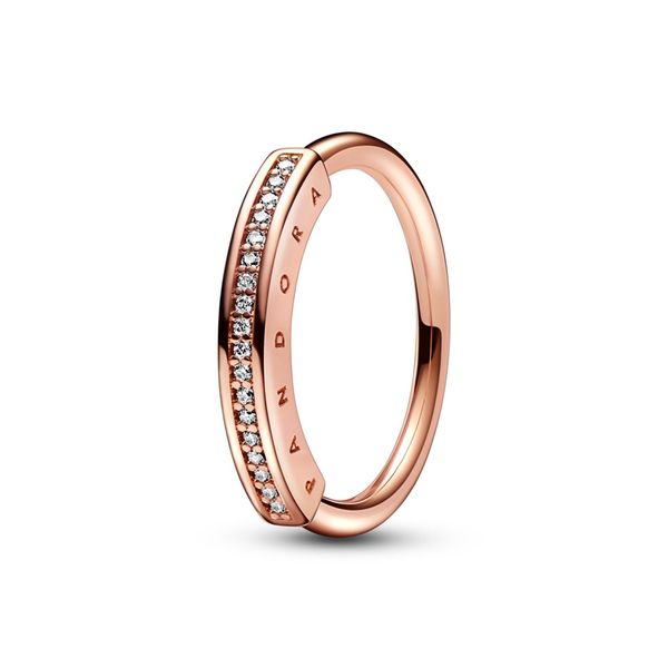 PANDORA 182283C01-56 Pandora Logo 14K Rose Gold-Plated Ring Size 56 Taylors Jewellers Alliston, ON