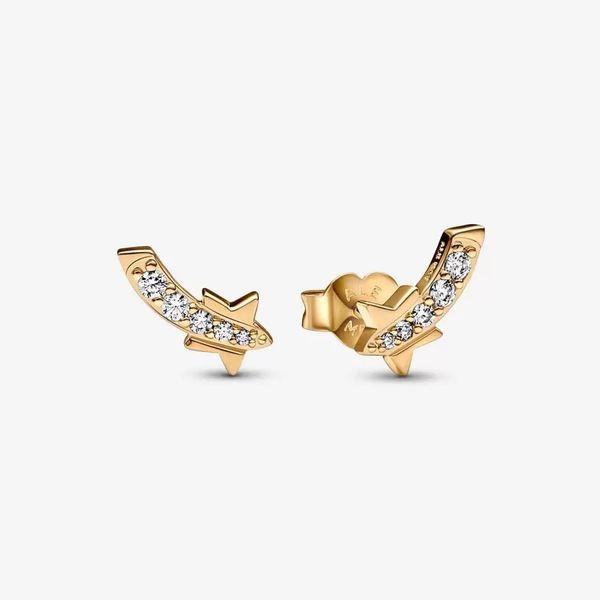 PANDORA 262375C01 Shooting Star 14K Gold-Plated Stud Earrings Taylors Jewellers Alliston, ON