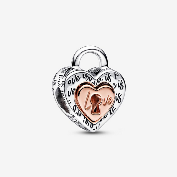 PANDORA 782505C00 Two-tone Padlock Splittable Heart Charm Taylors Jewellers Alliston, ON