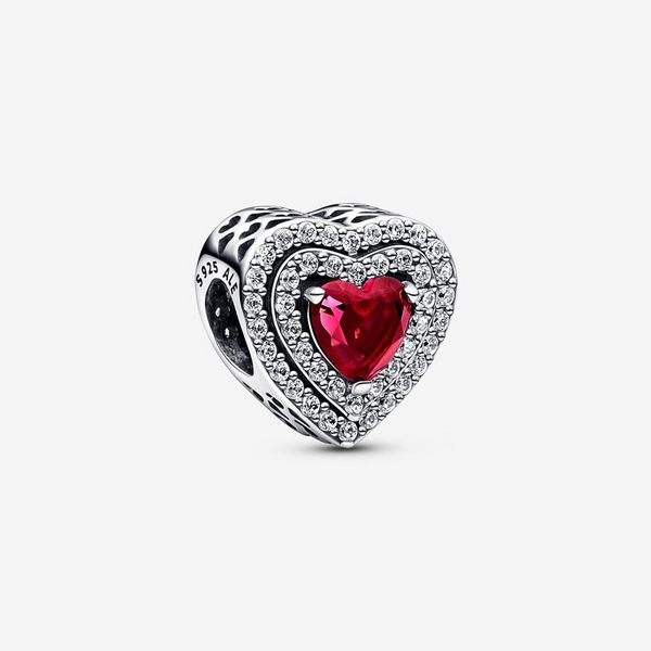 PANDORA 799218C02 Sparkling Red Levelled Heart Charm Taylors Jewellers Alliston, ON
