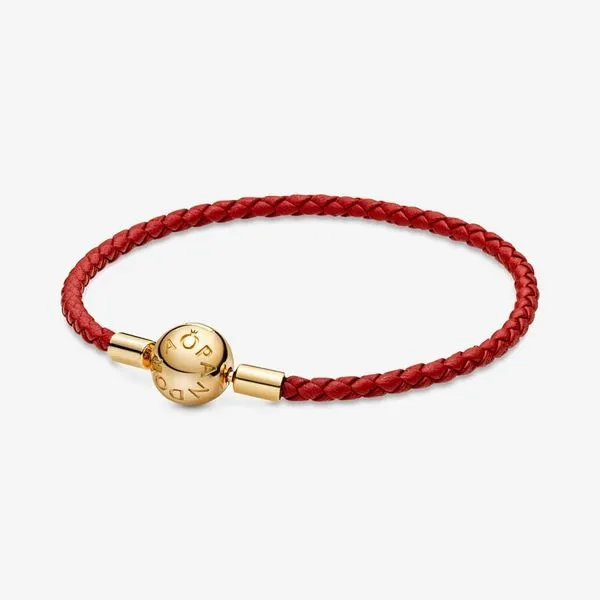 Pandora 568777C01-S2  Moments Red Woven Leather Bracelet Taylors Jewellers Alliston, ON