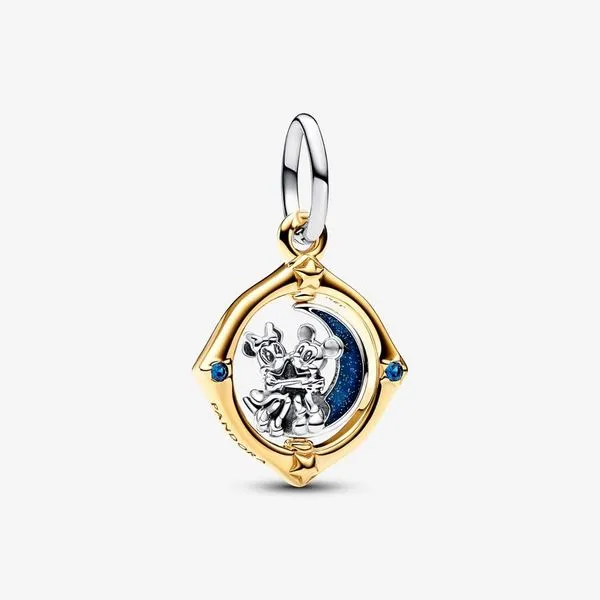 PANDORA 762955C01 Disney Mickey Mouse & Minnie Mouse Two-tone Spinning Moon Dangle Charm Taylors Jewellers Alliston, ON