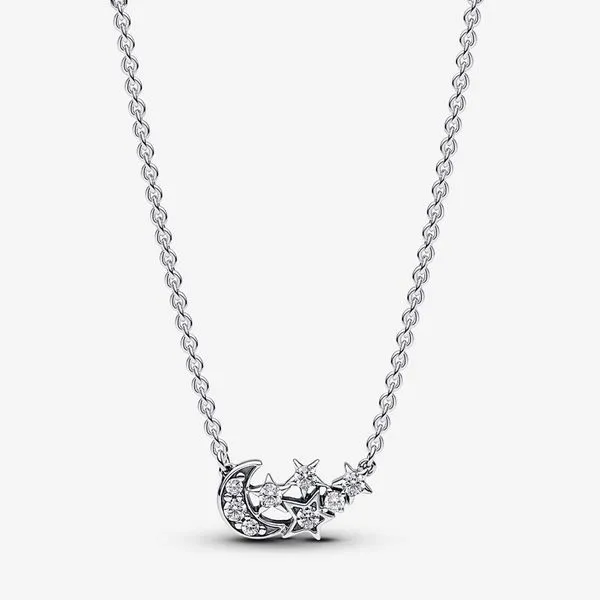 PANDORA 392991C01-45 Sparkling Moon & Star Collier Necklace Taylors Jewellers Alliston, ON