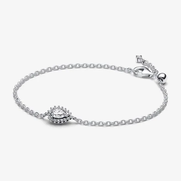 PANDORA 593001C01-18 Sparkling Pear Halo Chain Bracelet Taylors Jewellers Alliston, ON