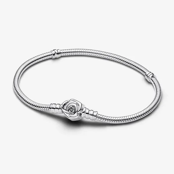 PANDORA 593211C00-19 Pandora Moments Rose in Bloom Clasp Snake Chain Bracelet Taylors Jewellers Alliston, ON