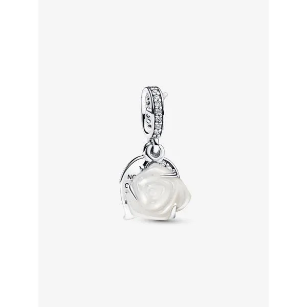 PANDORA 793200C01 White Rose in Bloom Double Dangle Charm Taylors Jewellers Alliston, ON