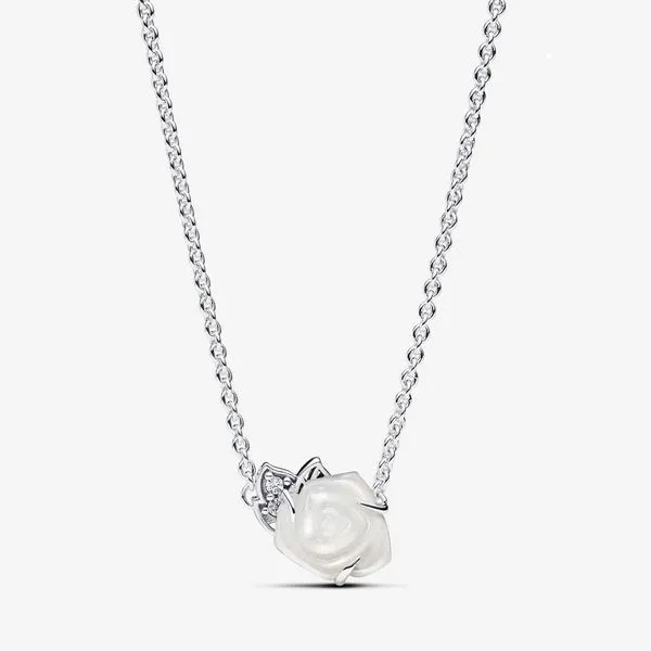 PANDORA 393206C01-45 White Rose in Bloom Collier Necklace Taylors Jewellers Alliston, ON