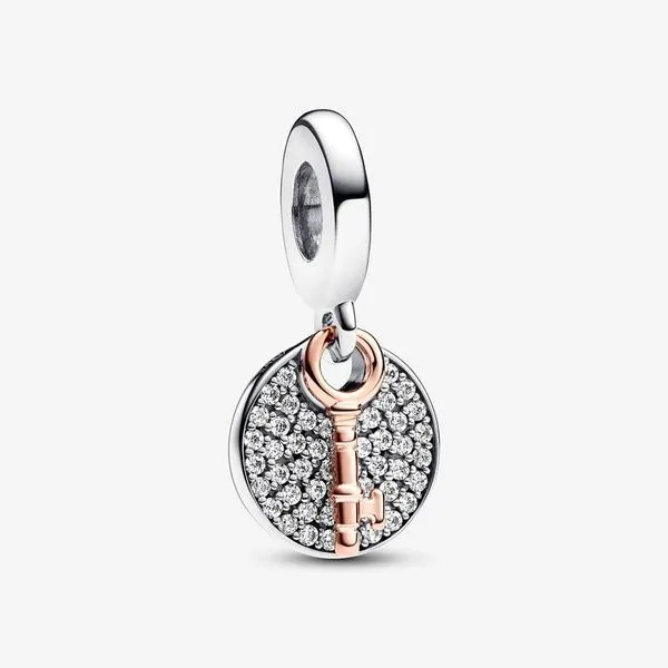 Pandora 783236C01 Two-tone Key to Happiness Double Dangle Charm Taylors Jewellers Alliston, ON