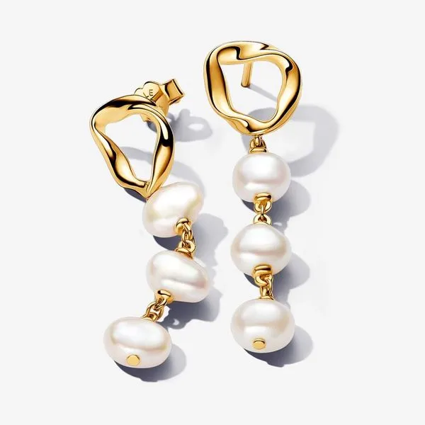 PANDORA 263263C01 Organically Shaped Circle & Baroque Treated Freshwater Cultured Pearls Drop Earrings Taylors Jewellers Alliston, ON