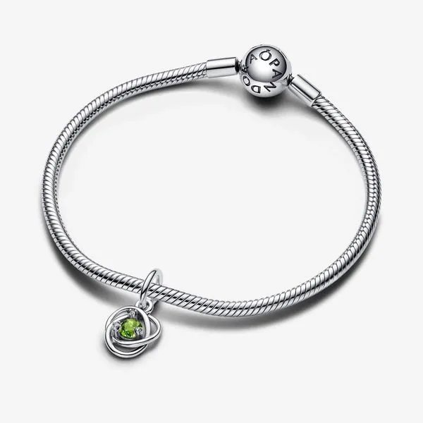 PANDORA 793125C08 August Spring Green Eternity Circle Dangle Charm Image 2 Taylors Jewellers Alliston, ON