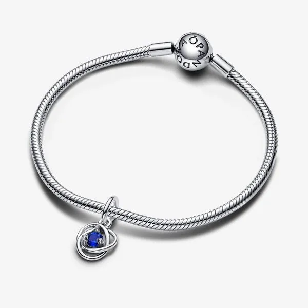 PANDORA 793125C09 September Blue Eternity Circle Dangle Charm Image 2 Taylors Jewellers Alliston, ON